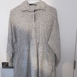 Mini, long sleeved, polka dot babydoll dress